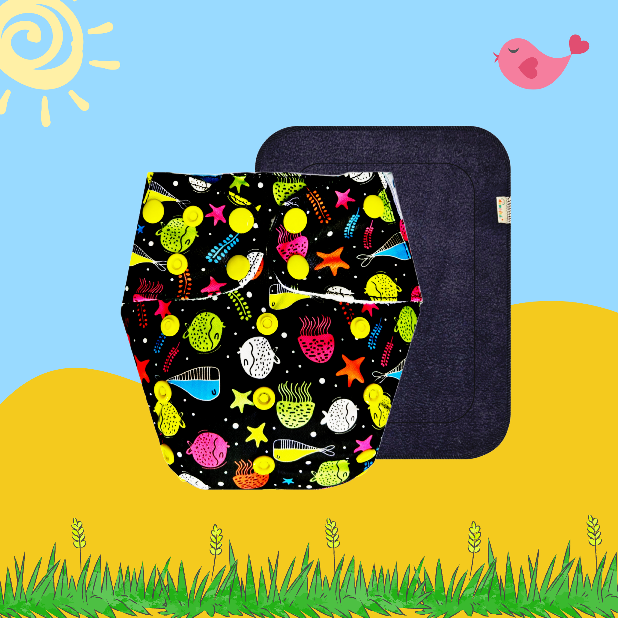 OceanPop Cloth Diaper With Diaper