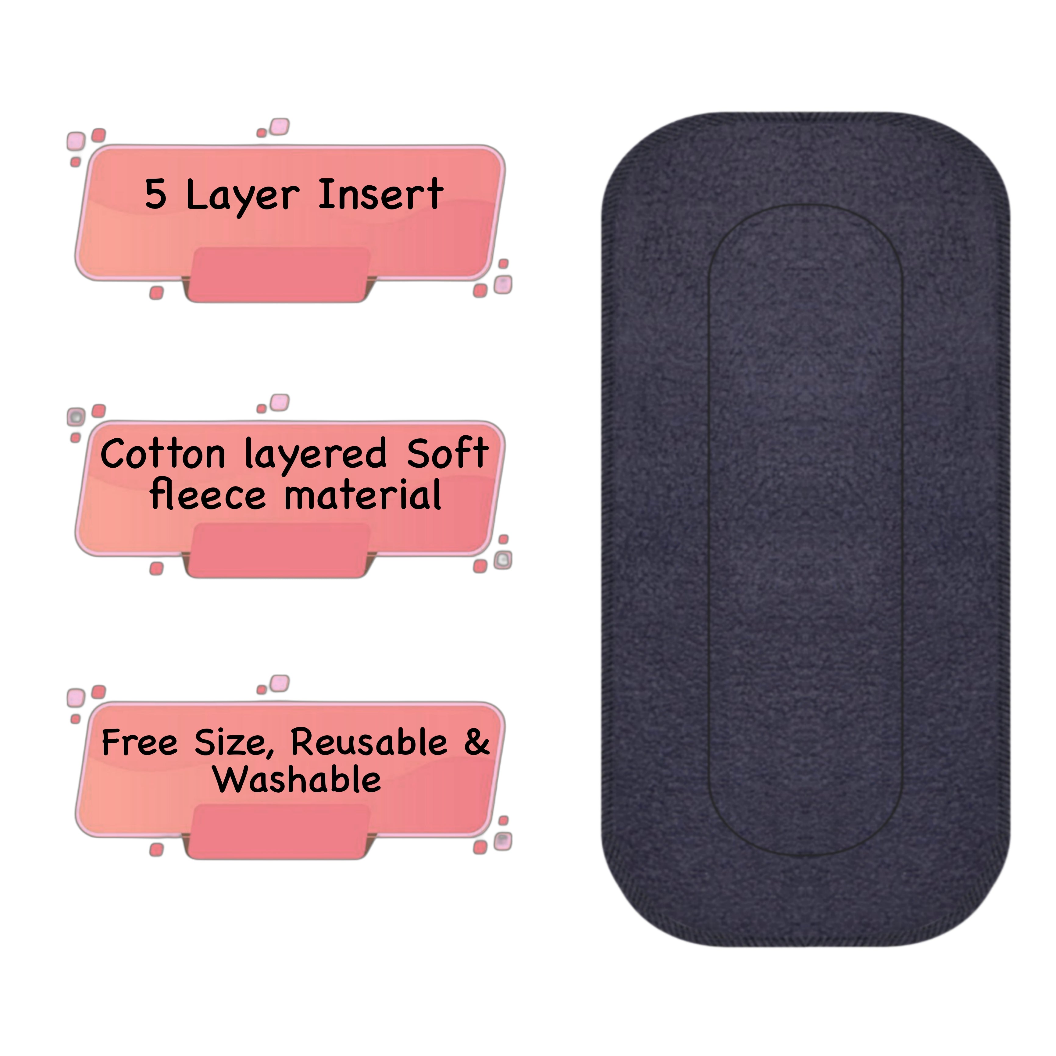 Black Cloth Diaper Inserts (Small & Large Sizes) Combo