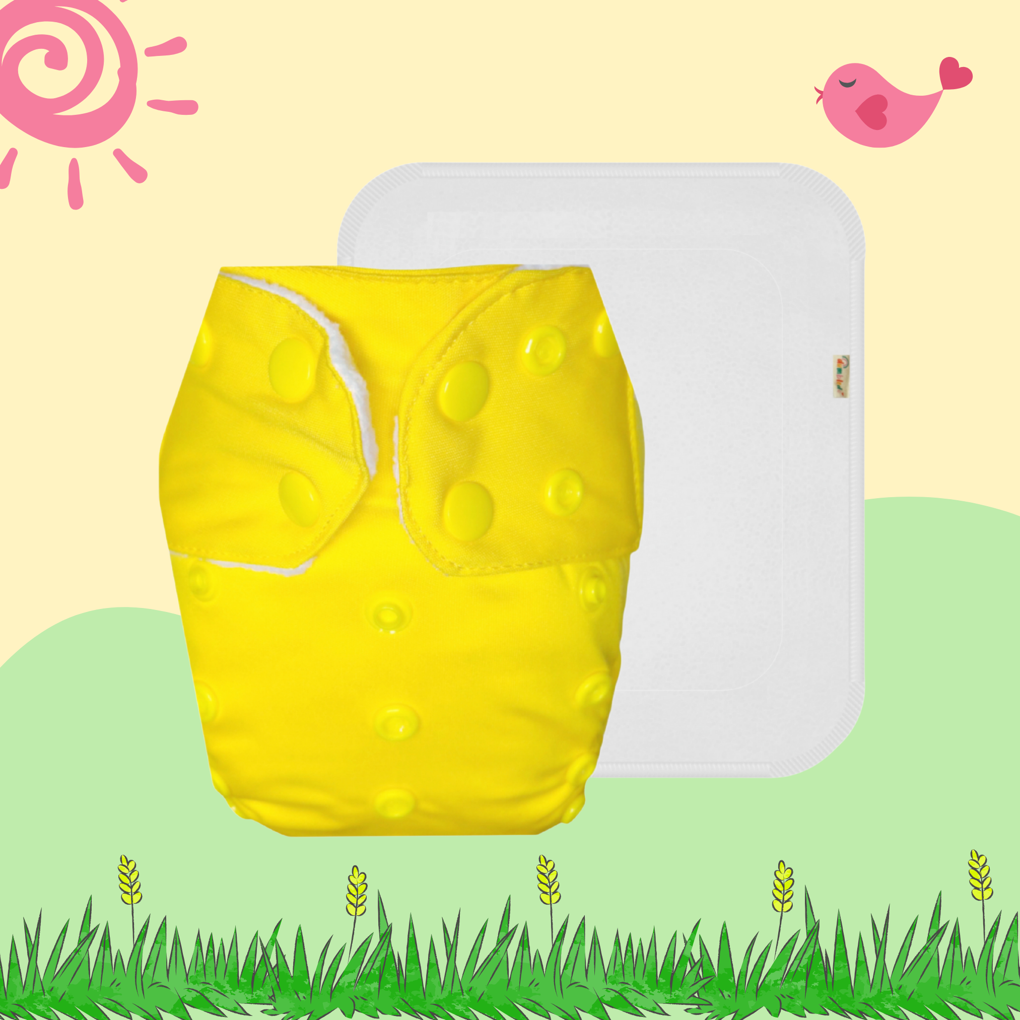 SunshineYellow Cloth Diaper with Insert
