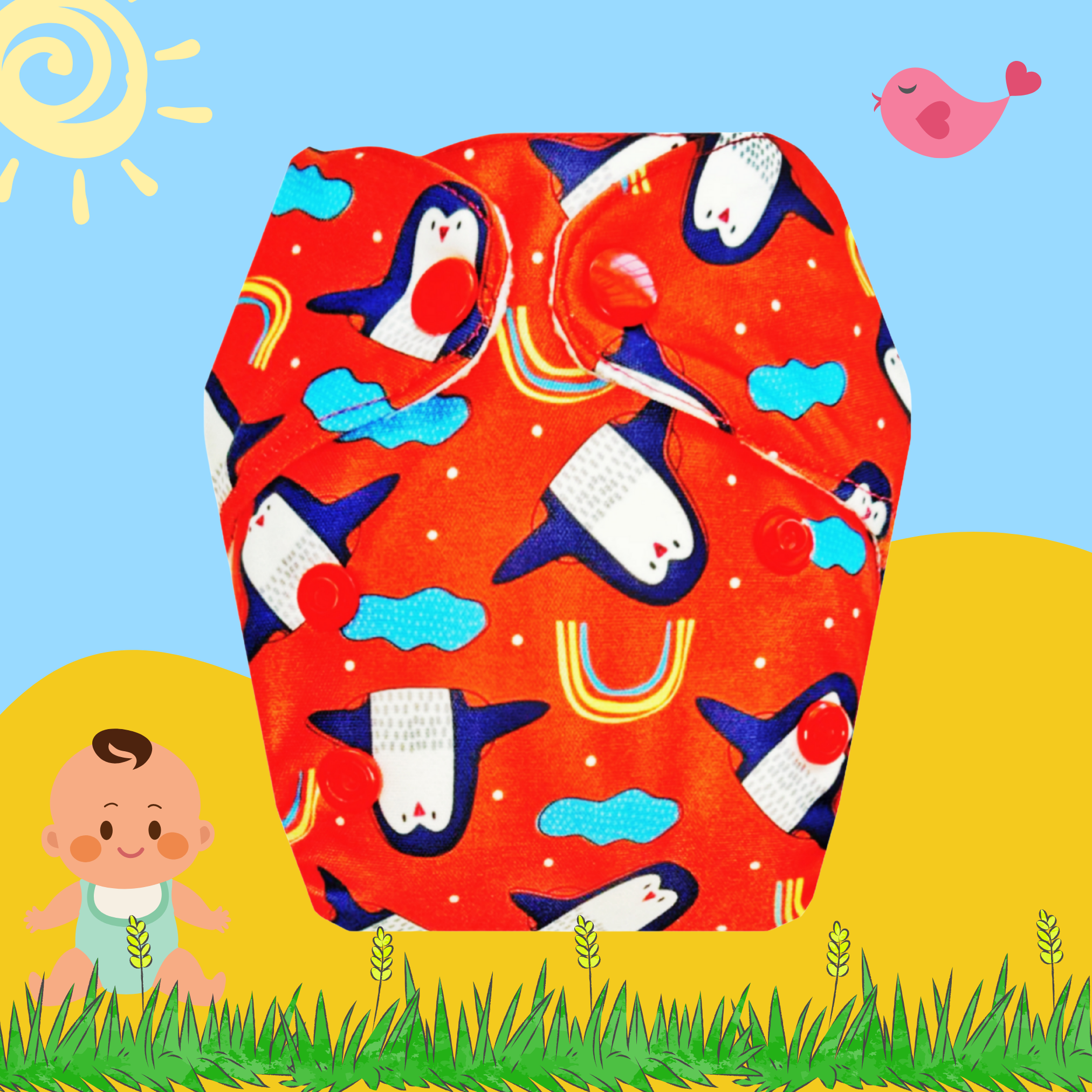 Penguin Print Newborn Diaper