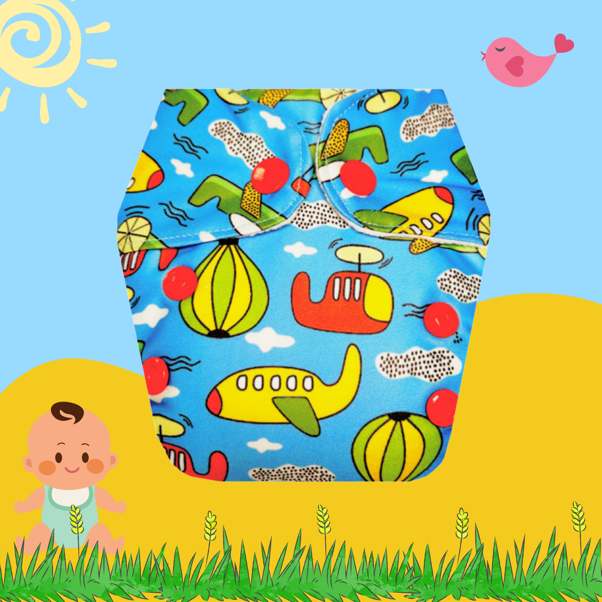 Airplane Print Newborn Diaper