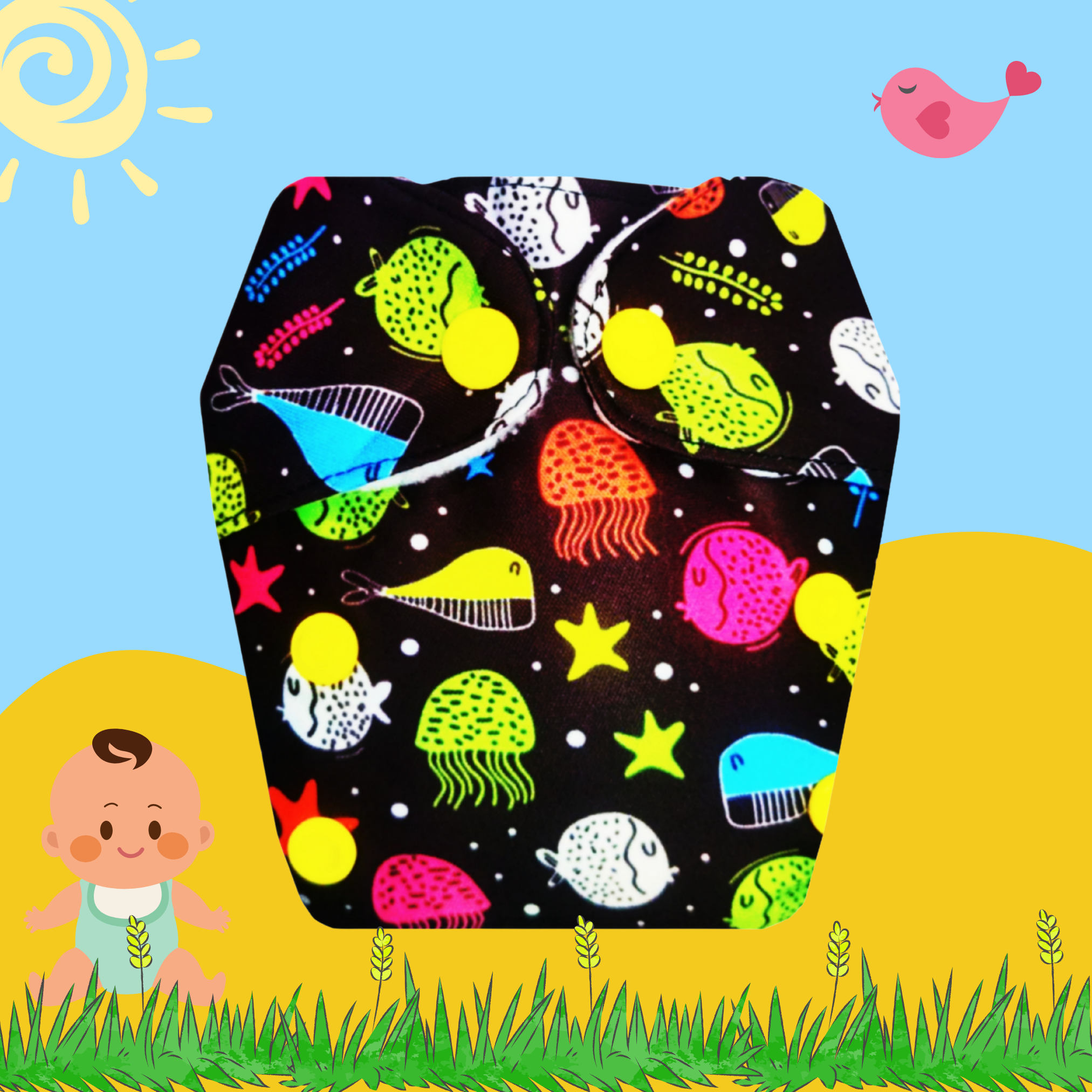 Ocean Glow Newborn Diaper