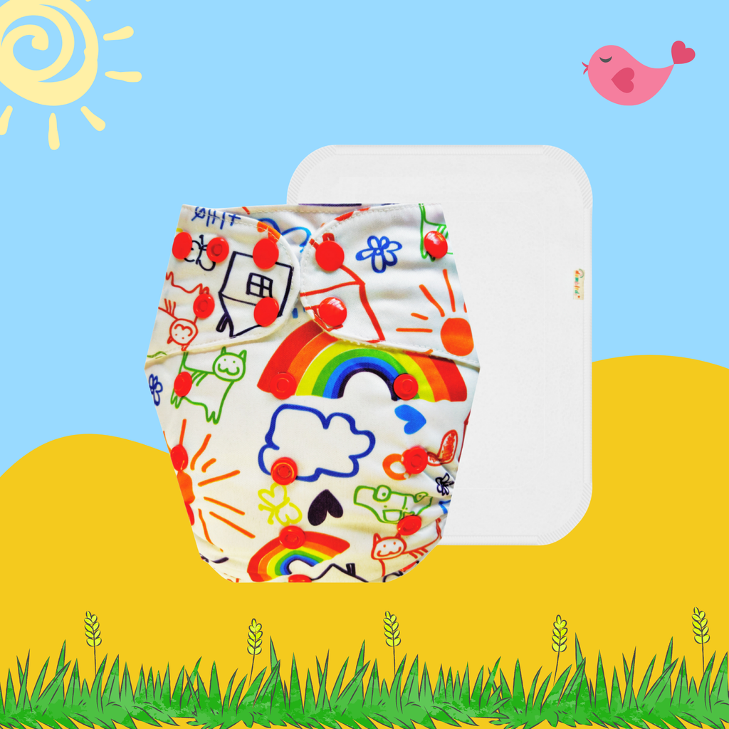 RainbowDoodle Cloth Diaper with Insert