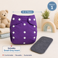 Royal Purple Reusable Cloth Diaper with Grey Insert – Pack of 1