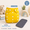 Sunshine Yellow Cloth Diaper with Grey Insert – Pack of 1
