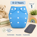 Sky Blue Reusable Cloth Diaper with Grey Insert – Pack of 1