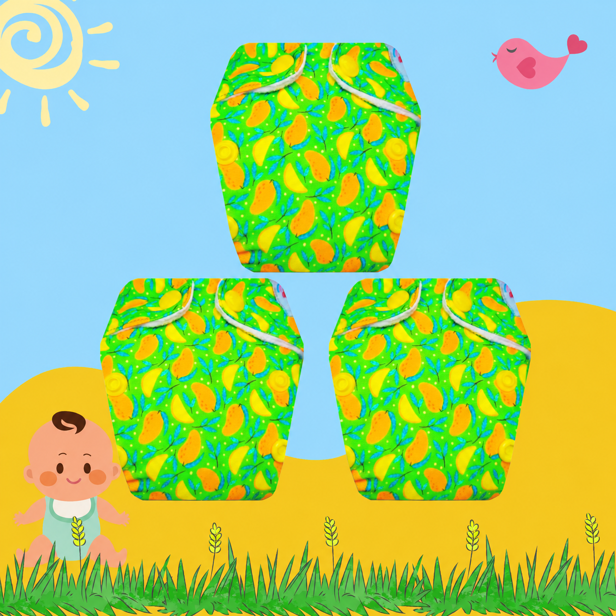 Mango Print Newborn Diaper