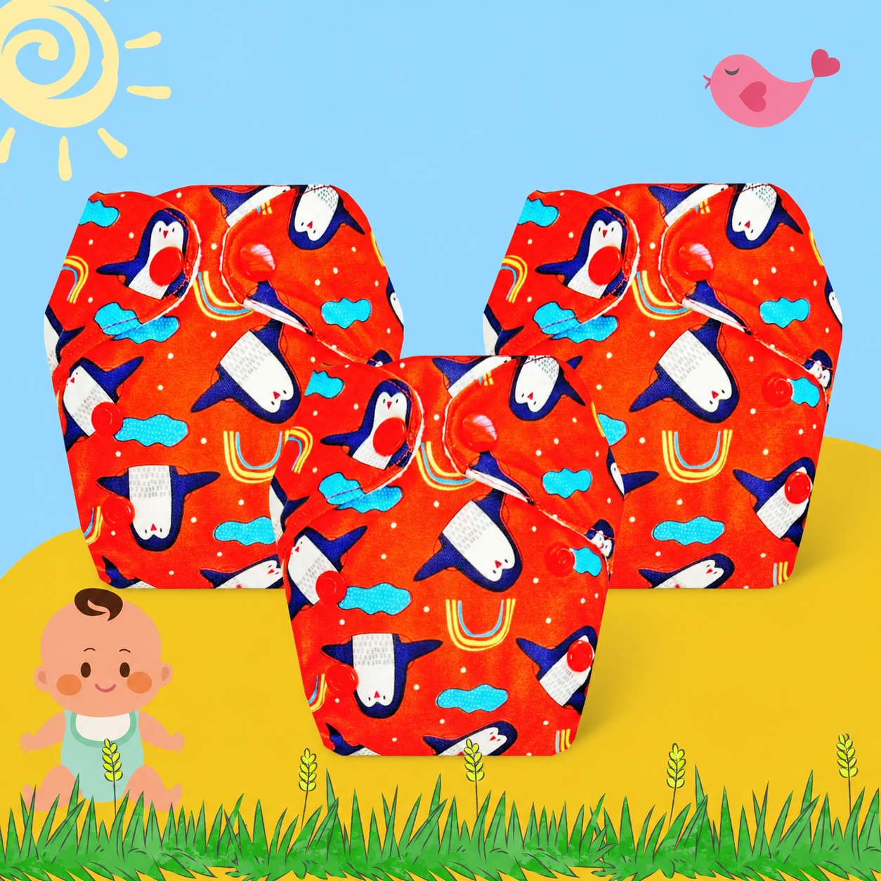 Penguin Print Newborn Diaper