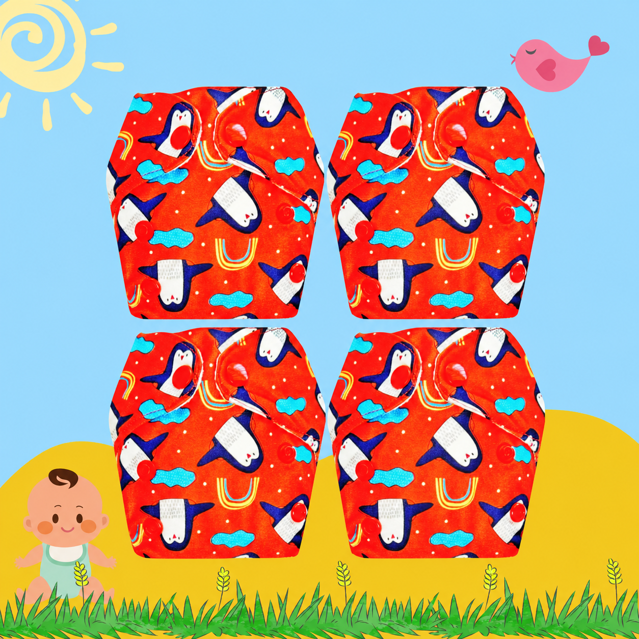 Penguin Print Newborn Diaper