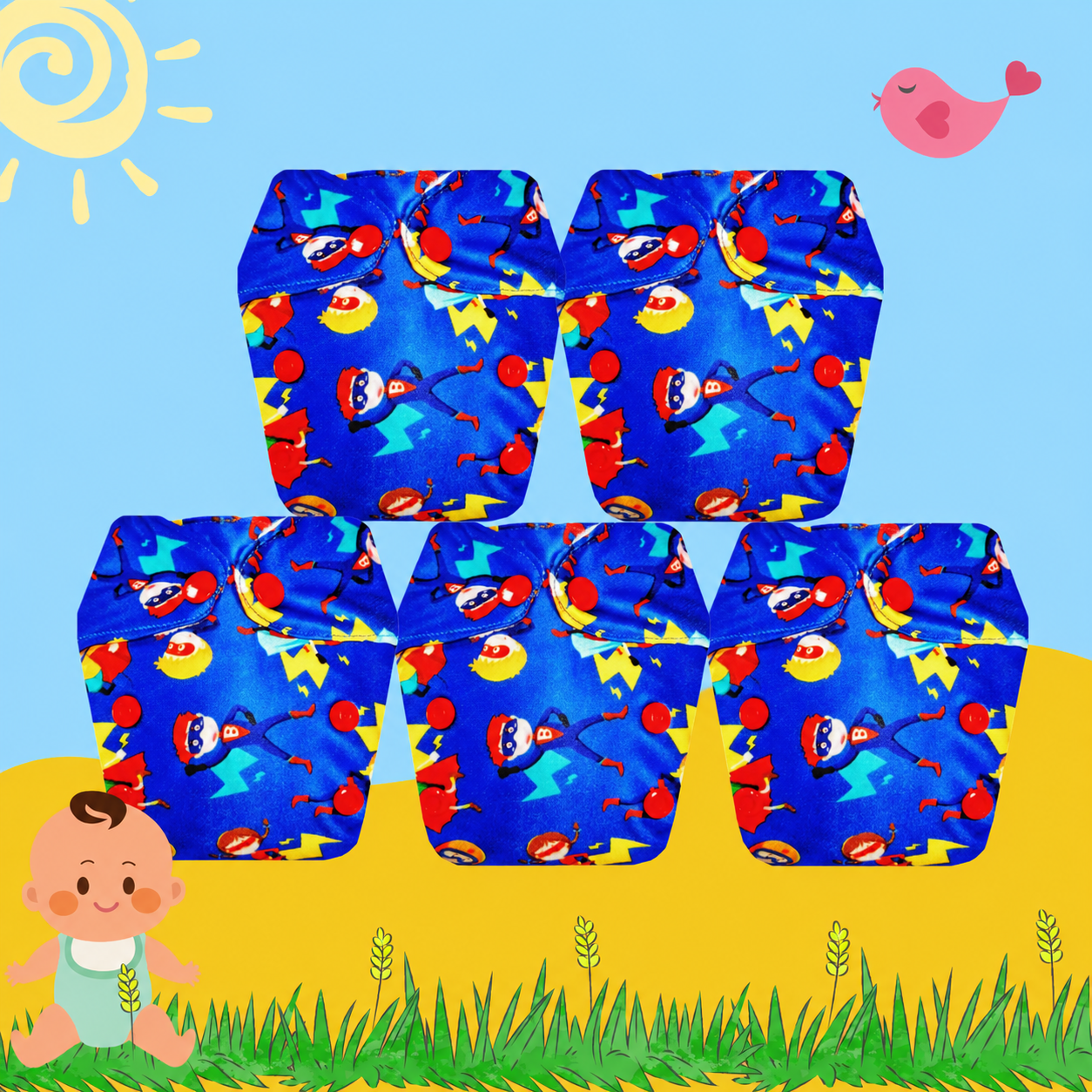 SuperHero Newborn Cloth Diaper