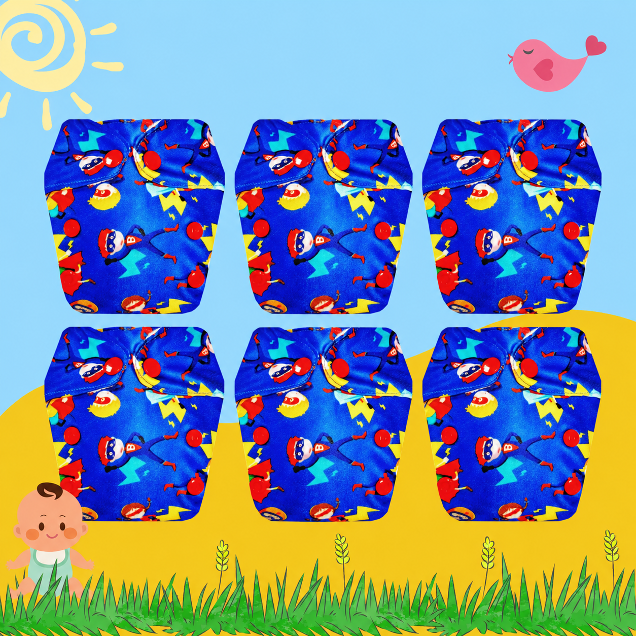 SuperHero Newborn Cloth Diaper