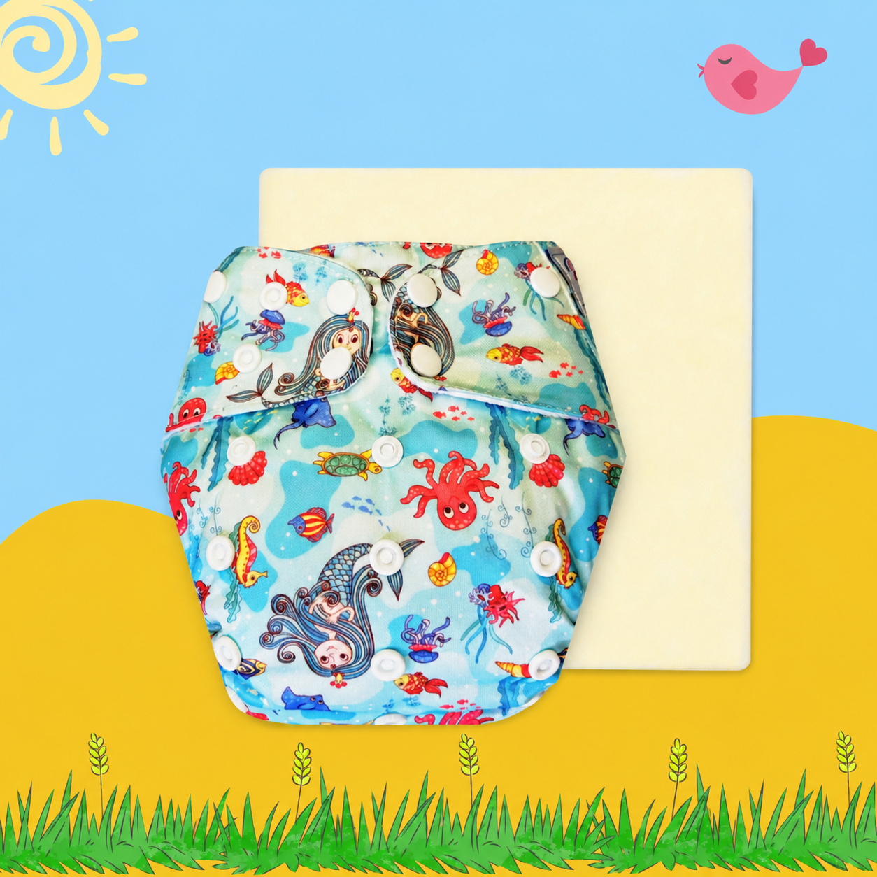 OceanDream Cloth Diaper with Magical Soaker Insert