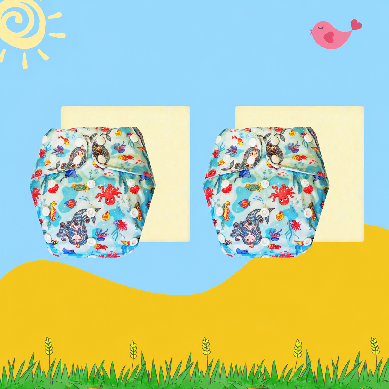 OceanDream Cloth Diaper with Magical Soaker Insert Combo