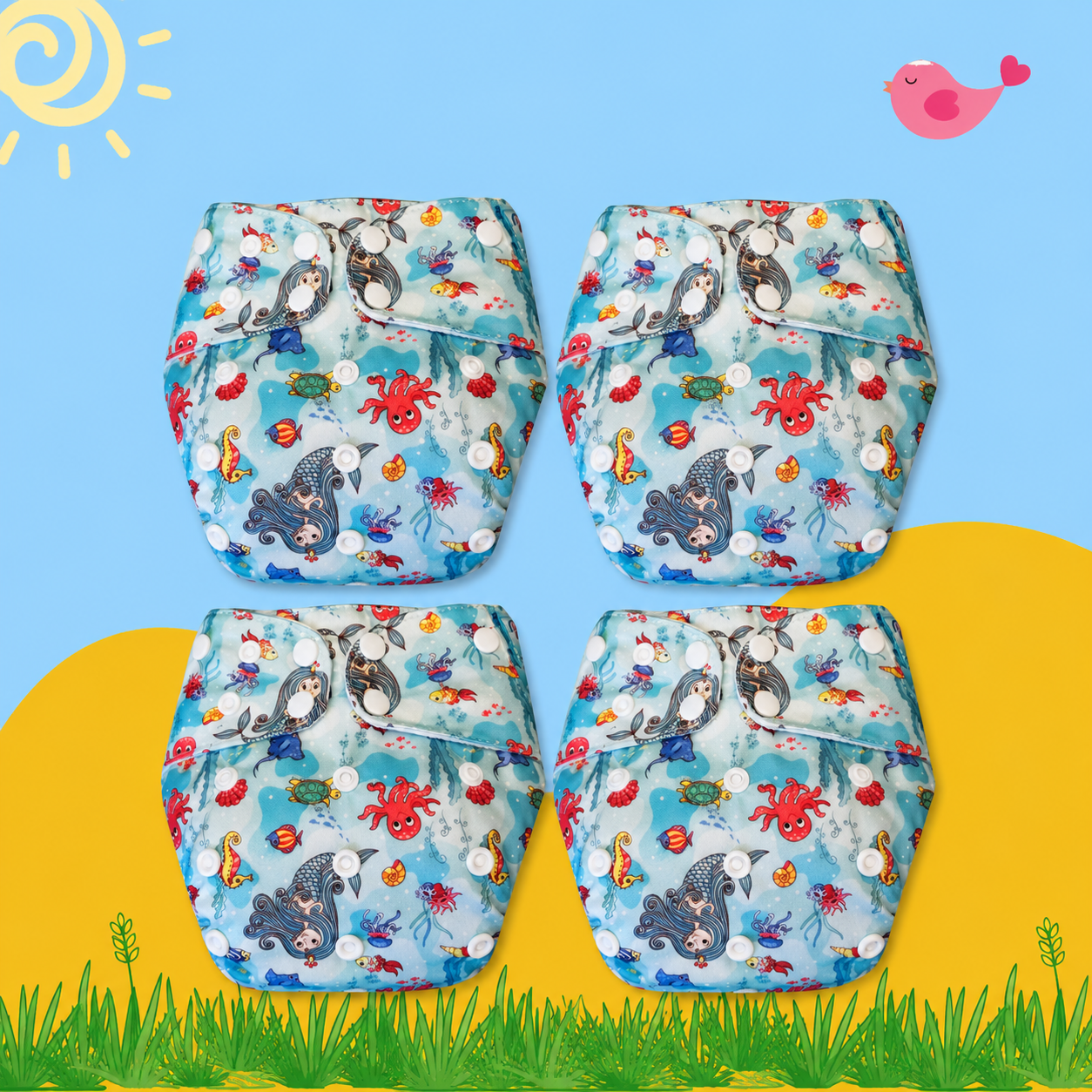 OceanDream Cloth Diaper with Magical Soaker Insert Combo