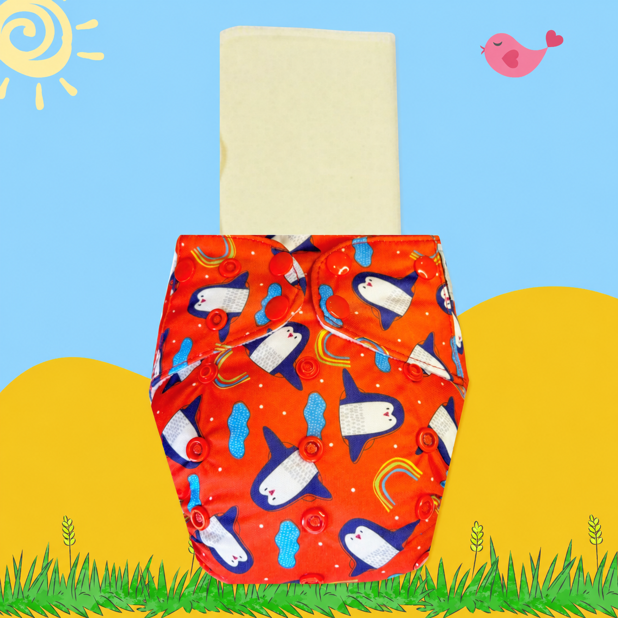 PenguinPop Cloth Diaper with Magical Soaker Insert