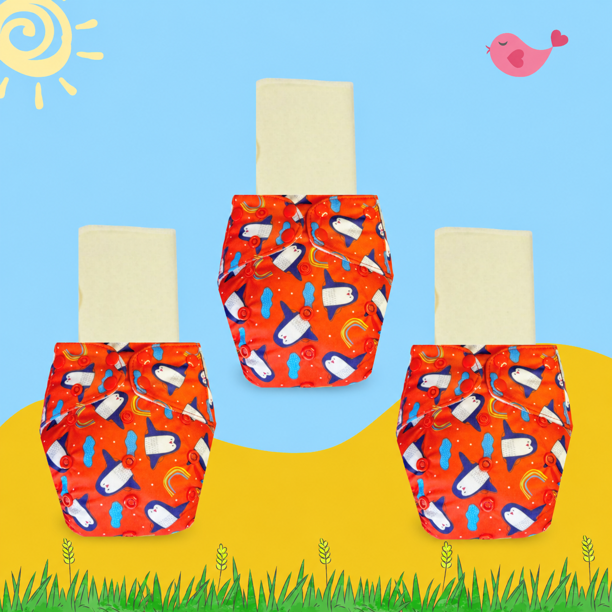 PenguinPop Cloth Diaper with Magical Soaker Insert Combo