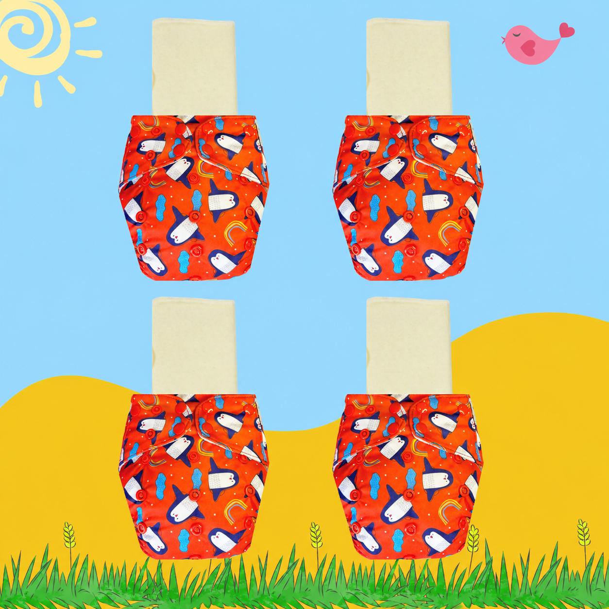 PenguinPop Cloth Diaper with Magical Soaker Insert Combo