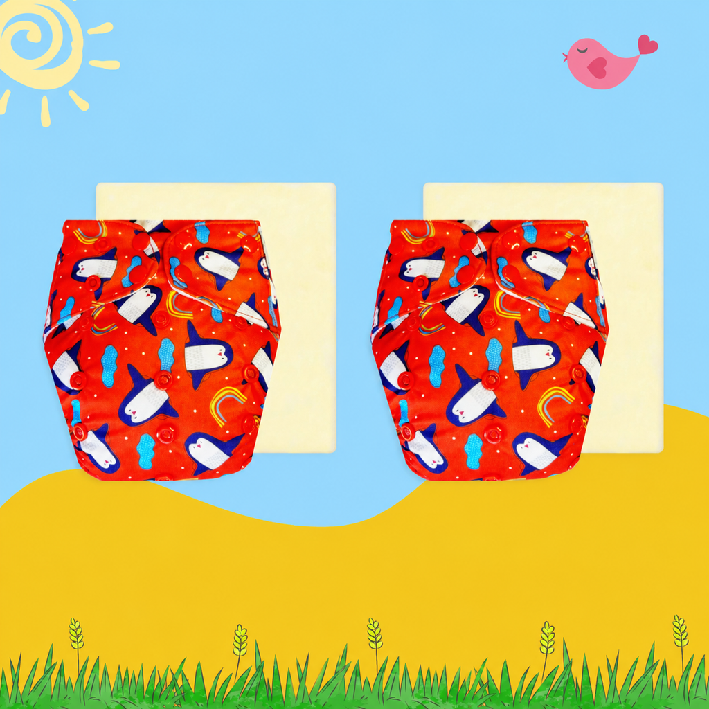 PenguinPop Cloth Diaper with Magical Soaker Insert Combo