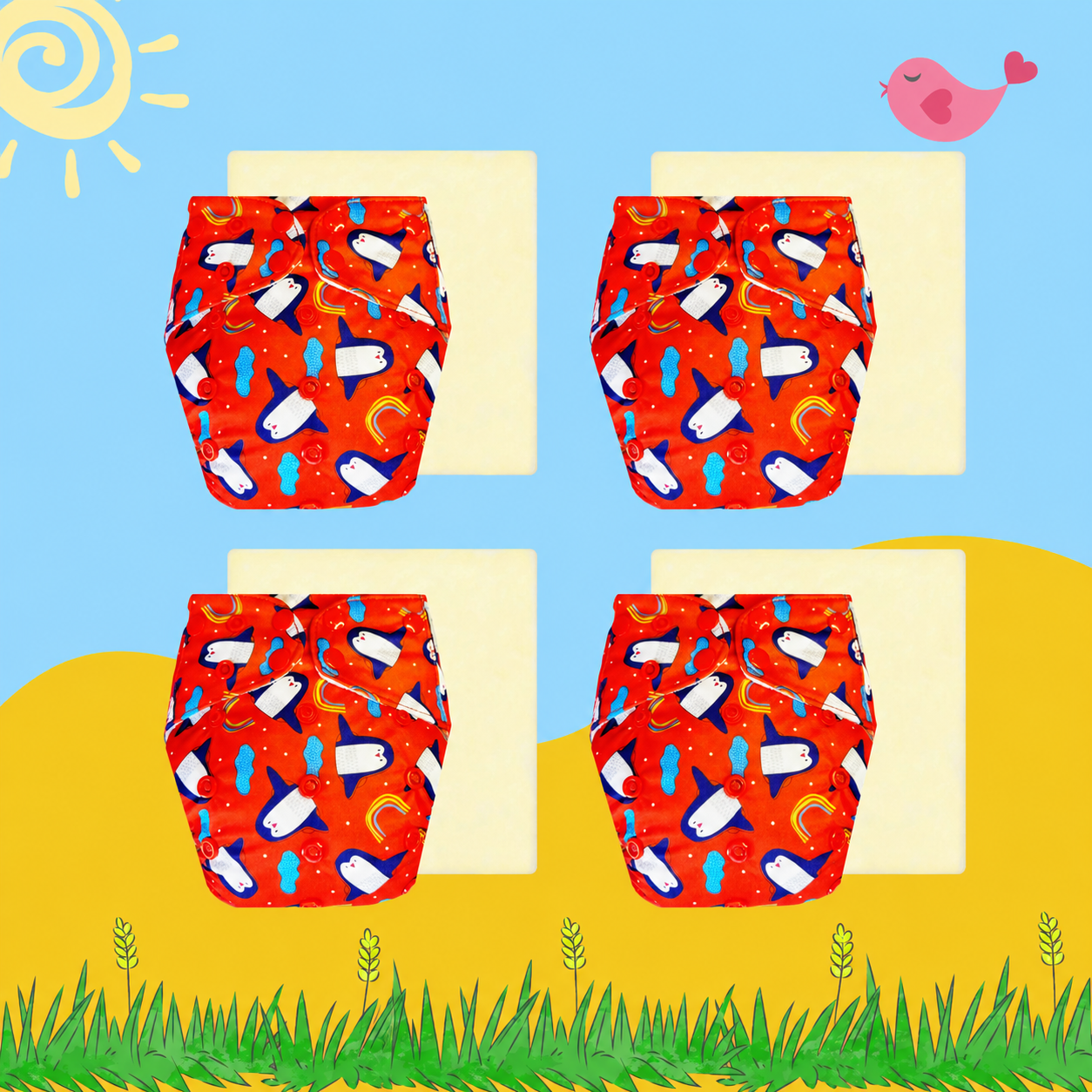PenguinPop Cloth Diaper with Magical Soaker Insert Combo