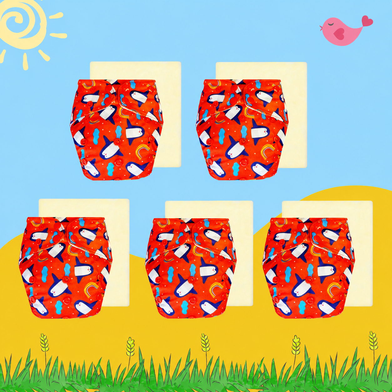 PenguinPop Cloth Diaper with Magical Soaker Insert Combo
