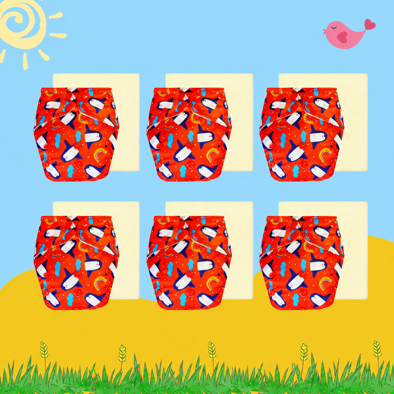 PenguinPop Cloth Diaper with Magical Soaker Insert Combo