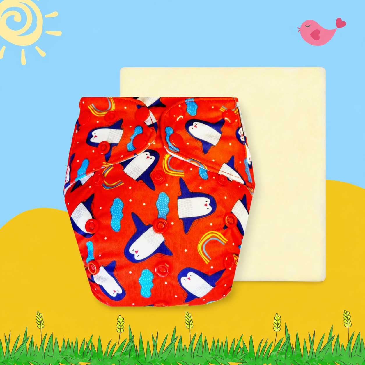 PenguinPop Cloth Diaper with Magical Soaker Insert