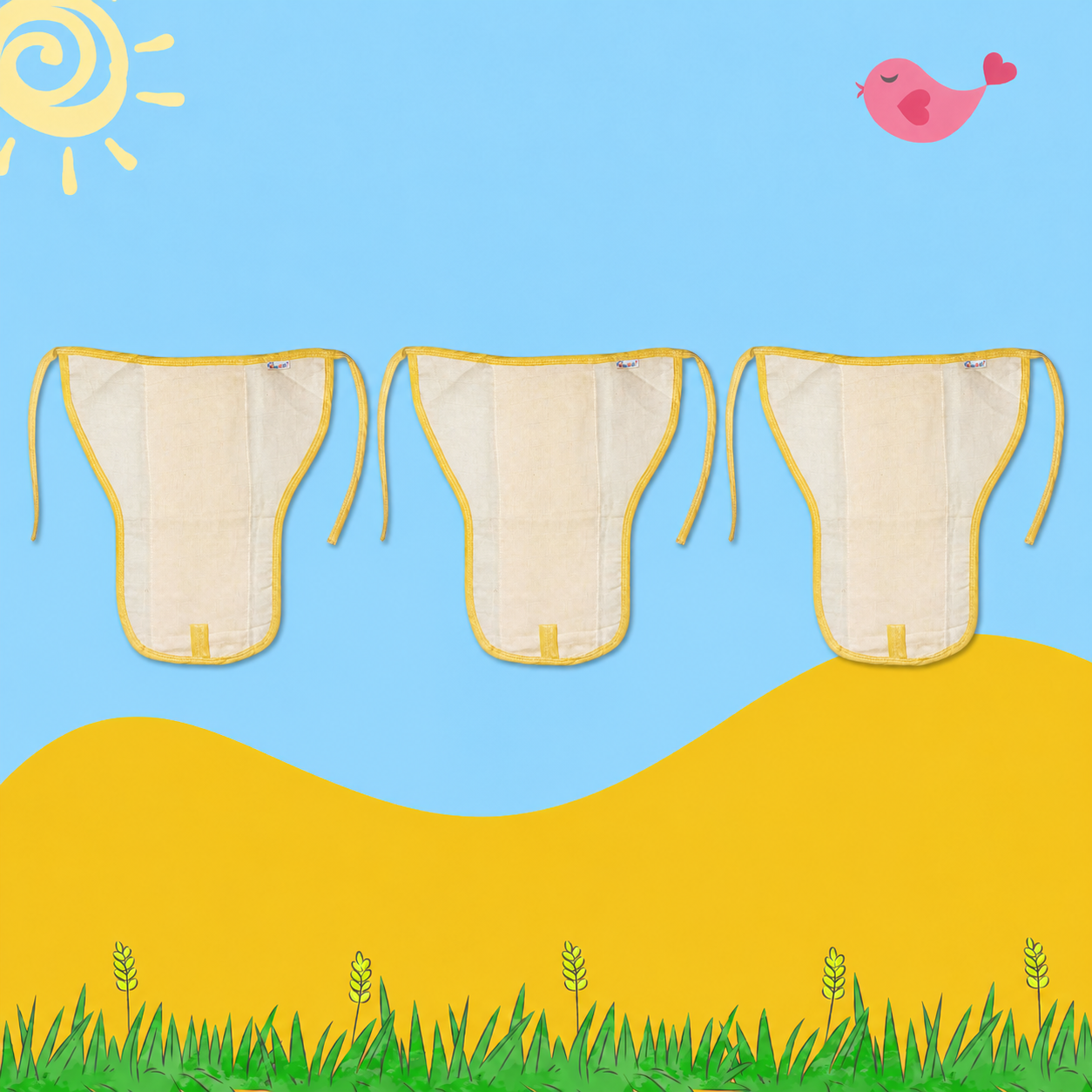 Sunshine Yellow Muslin Nappy Combo