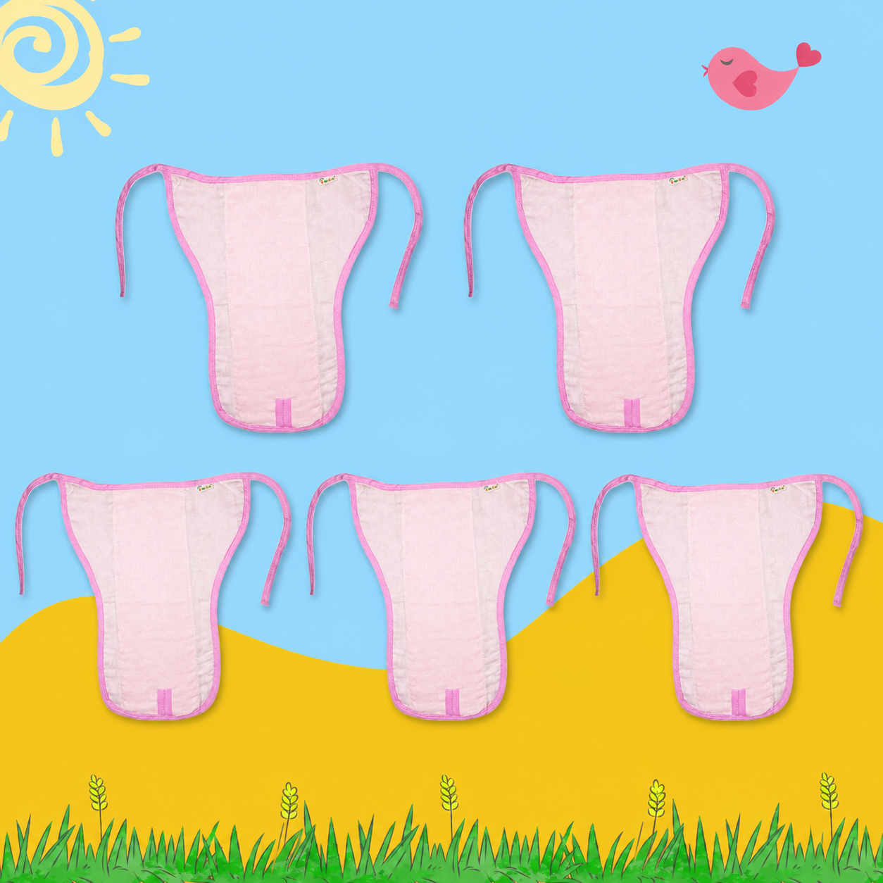 Blush Pink Muslin Nappy Combo