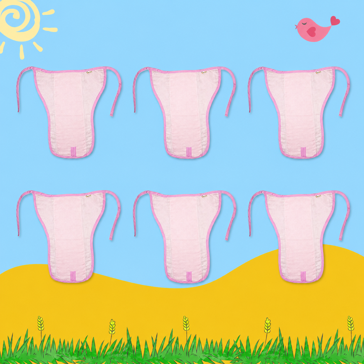 Blush Pink Muslin Nappy Combo
