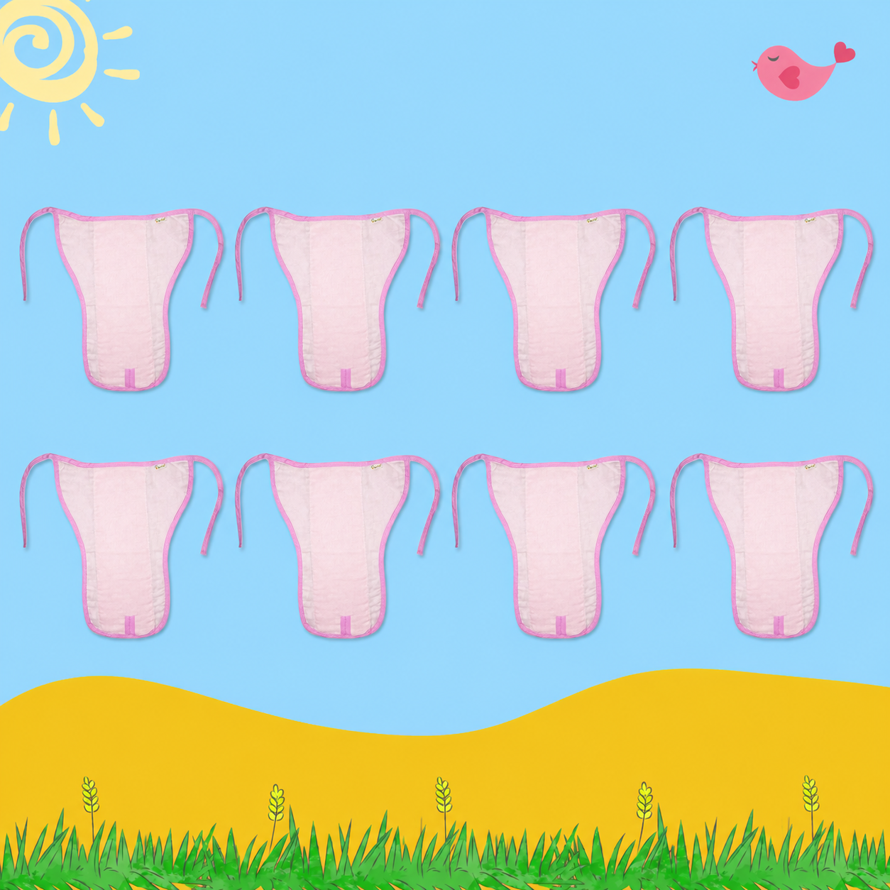Blush Pink Muslin Nappy Combo