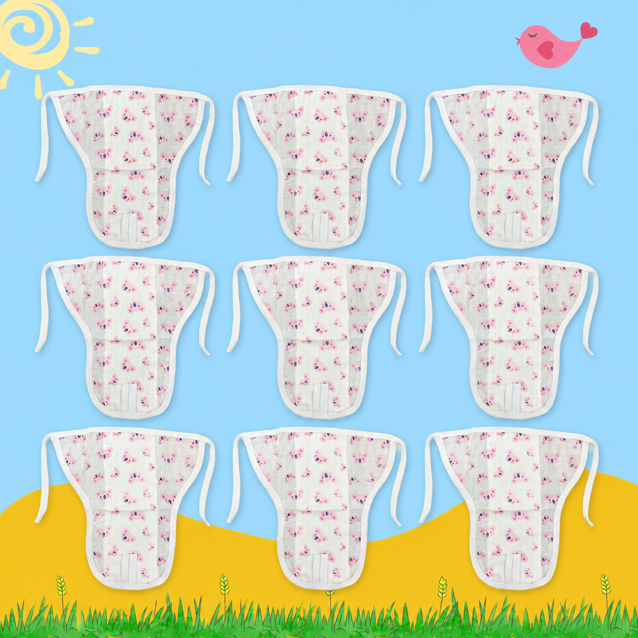 CuddleDots  Printed Muslin Nappy Combo