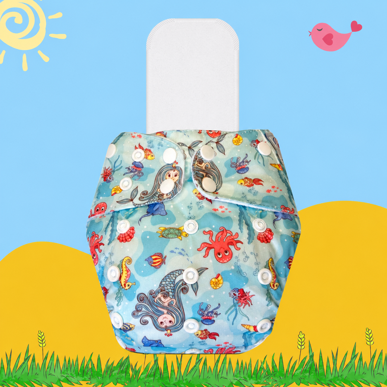 AquaMermaid Cloth Diaper with Insert