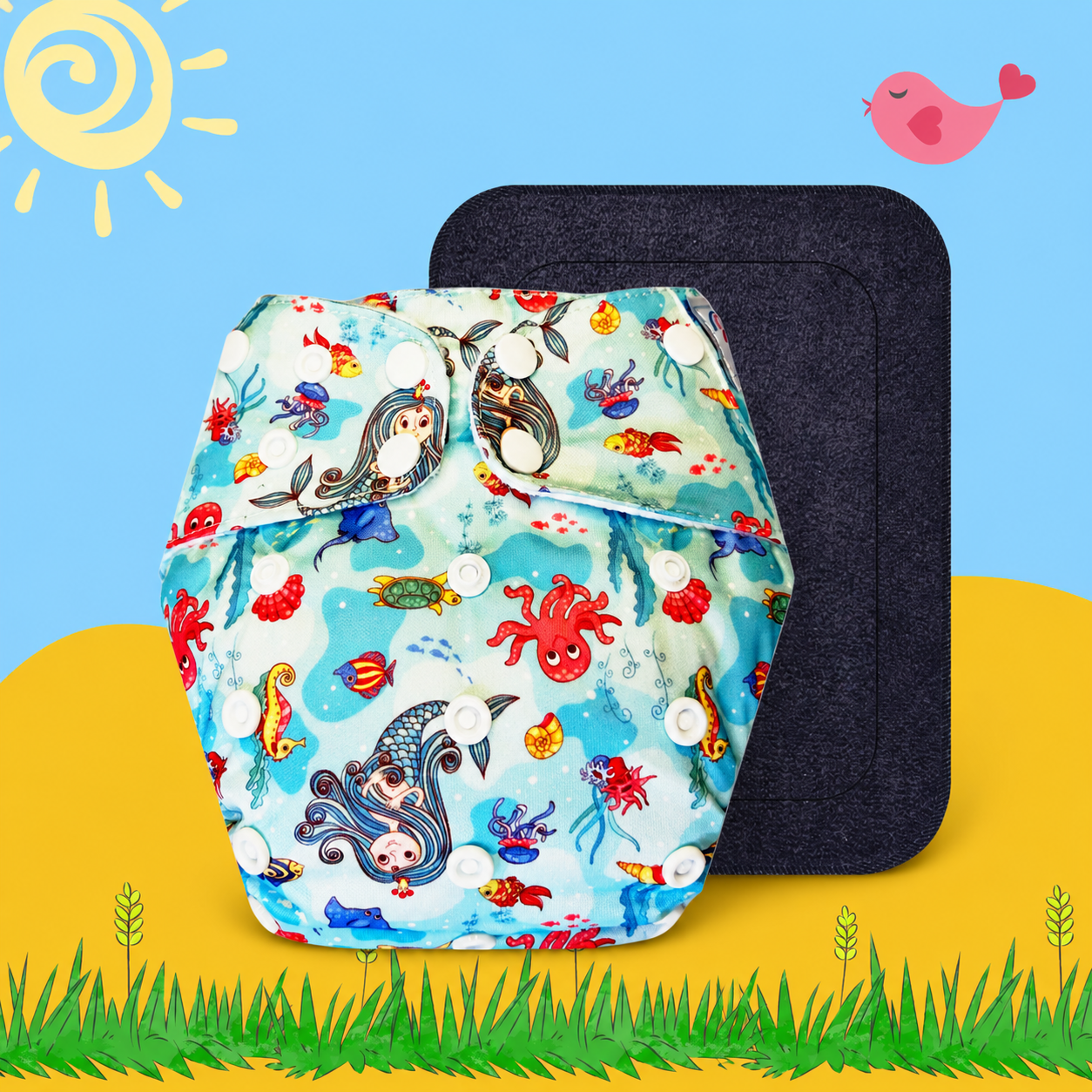 AquaMermaid Cloth Diaper with Insert