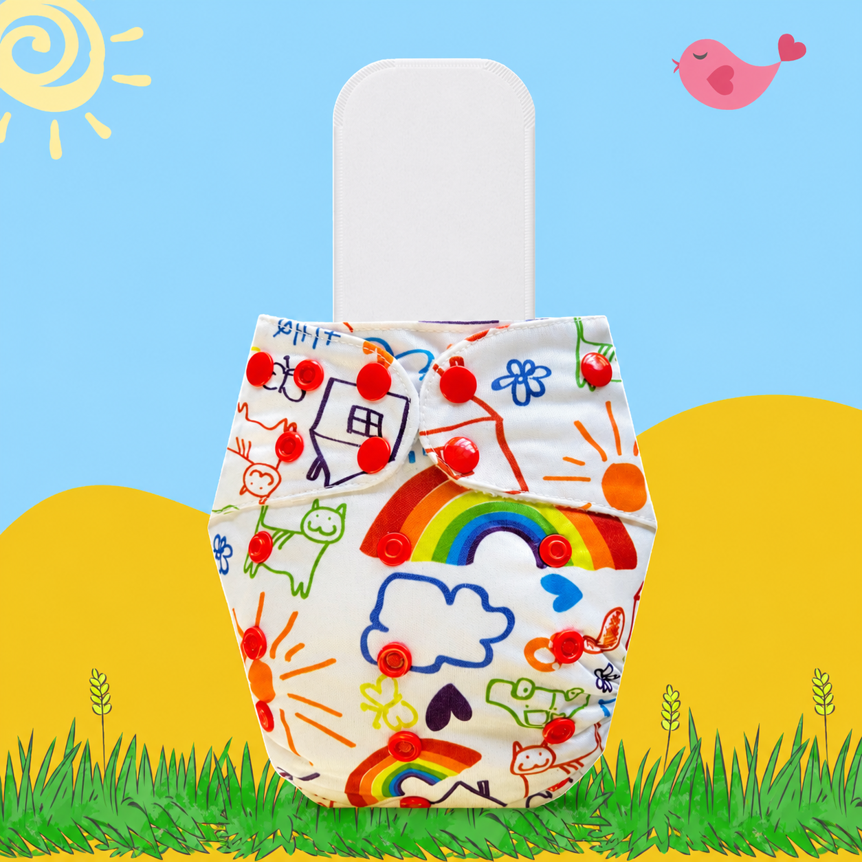 RainbowDoodle Cloth Diaper with Insert
