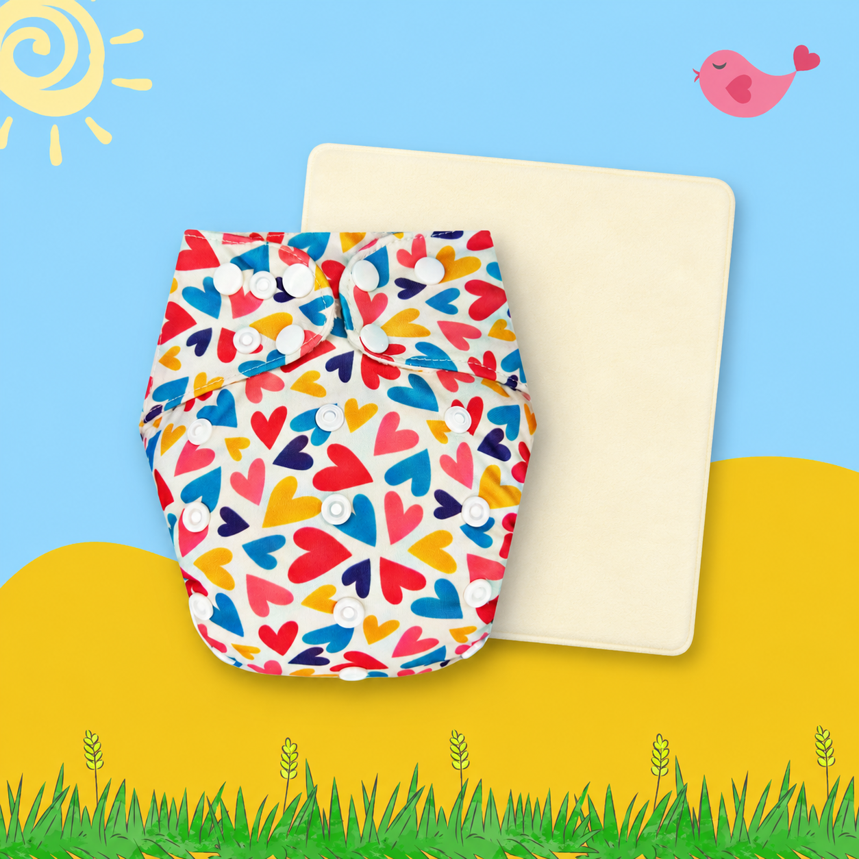 HeartBloom Cloth Diaper with Magical Soaker Insert