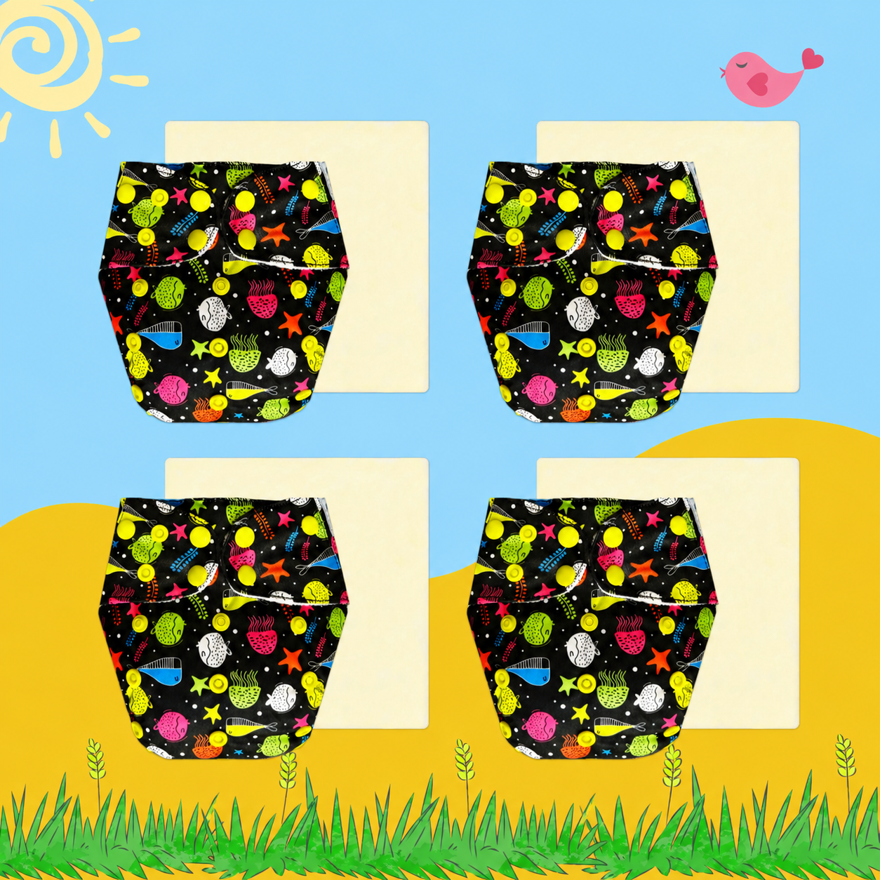 OceanPop Cloth Diaper with Magical Soaker Insert Combo