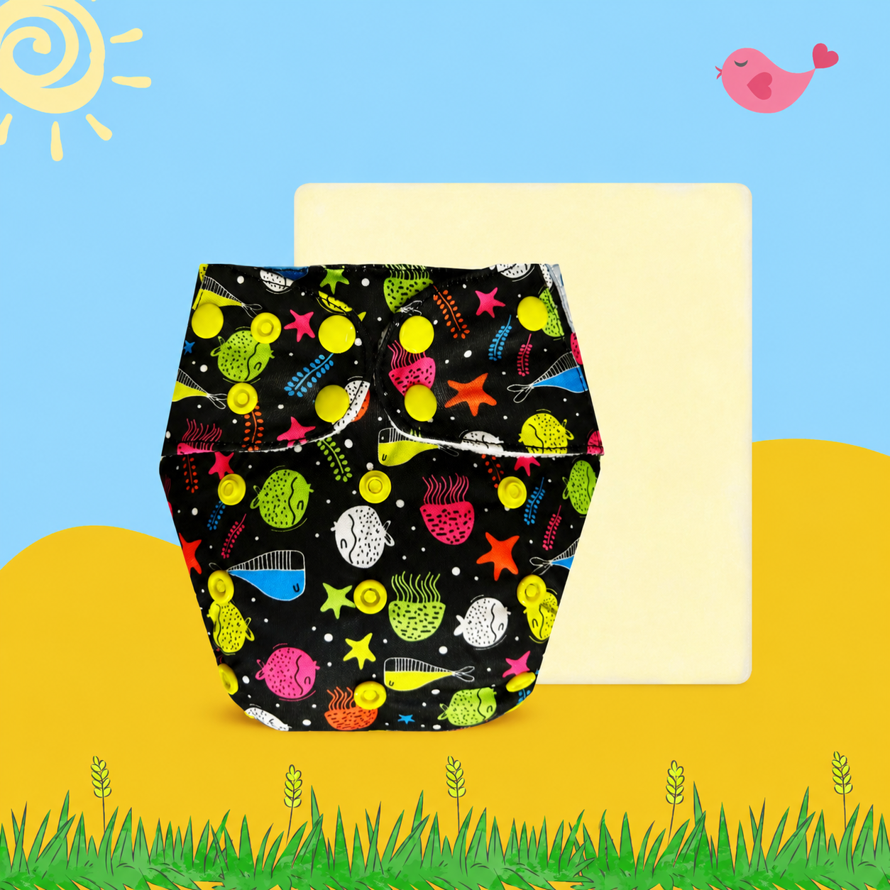 OceanPop Cloth Diaper with Magical Soaker Insert