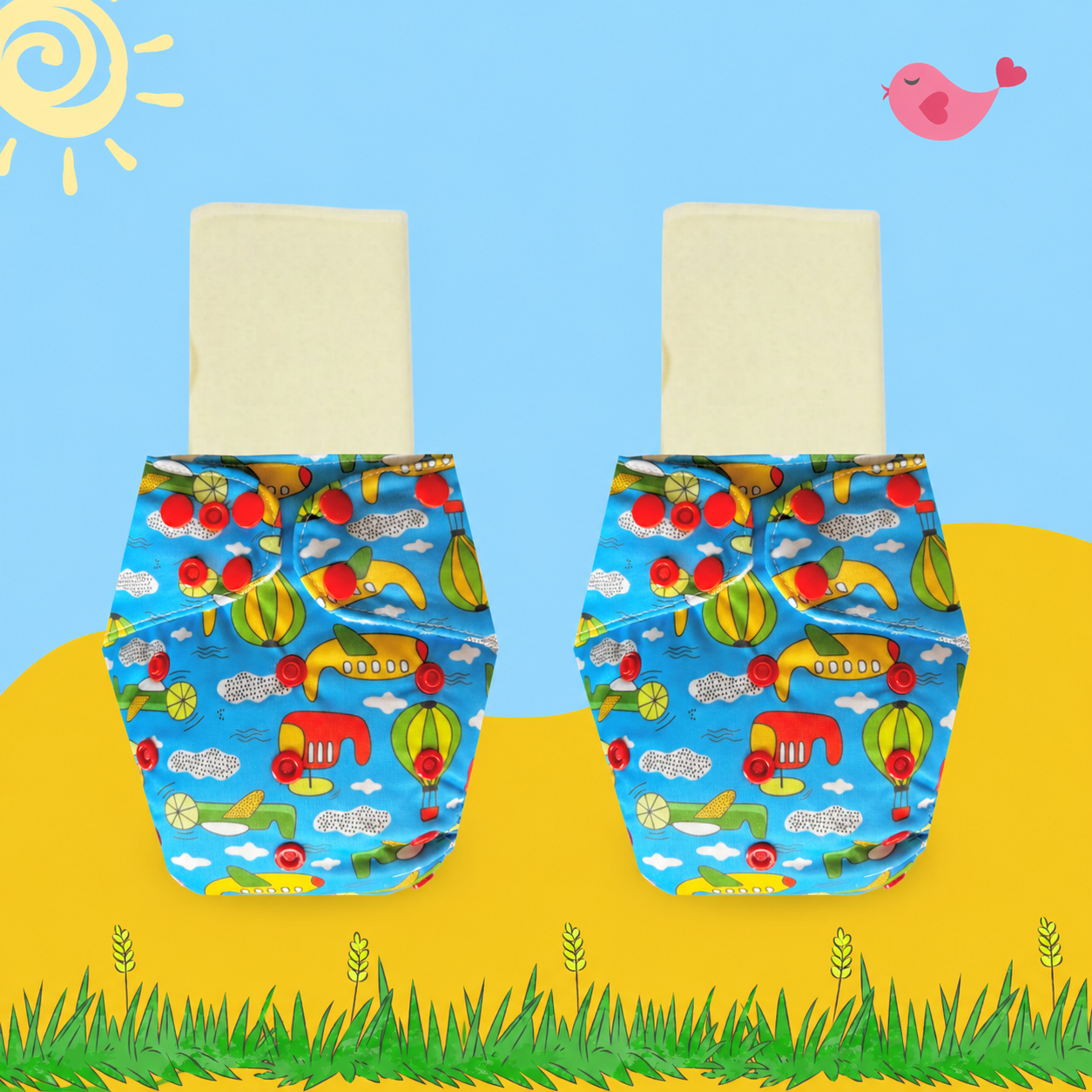 SkyVoyage Cloth Diaper with Magical Soaker Insert Combo