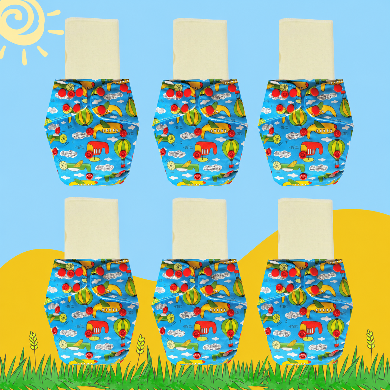 SkyVoyage Cloth Diaper with Magical Soaker Insert Combo