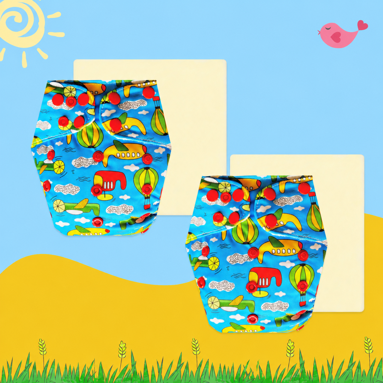 SkyVoyage Cloth Diaper with Magical Soaker Insert Combo