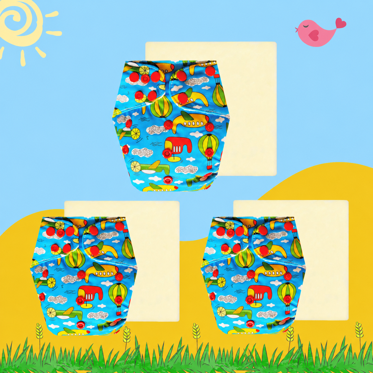 SkyVoyage Cloth Diaper with Magical Soaker Insert Combo