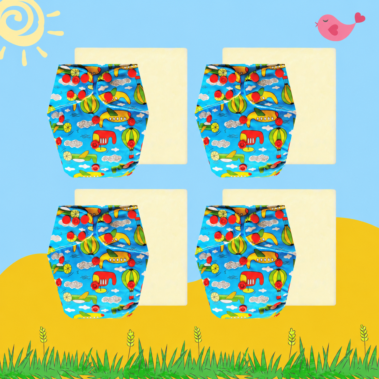 SkyVoyage Cloth Diaper with Magical Soaker Insert Combo