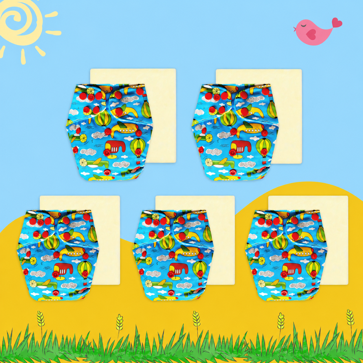 SkyVoyage Cloth Diaper with Magical Soaker Insert Combo