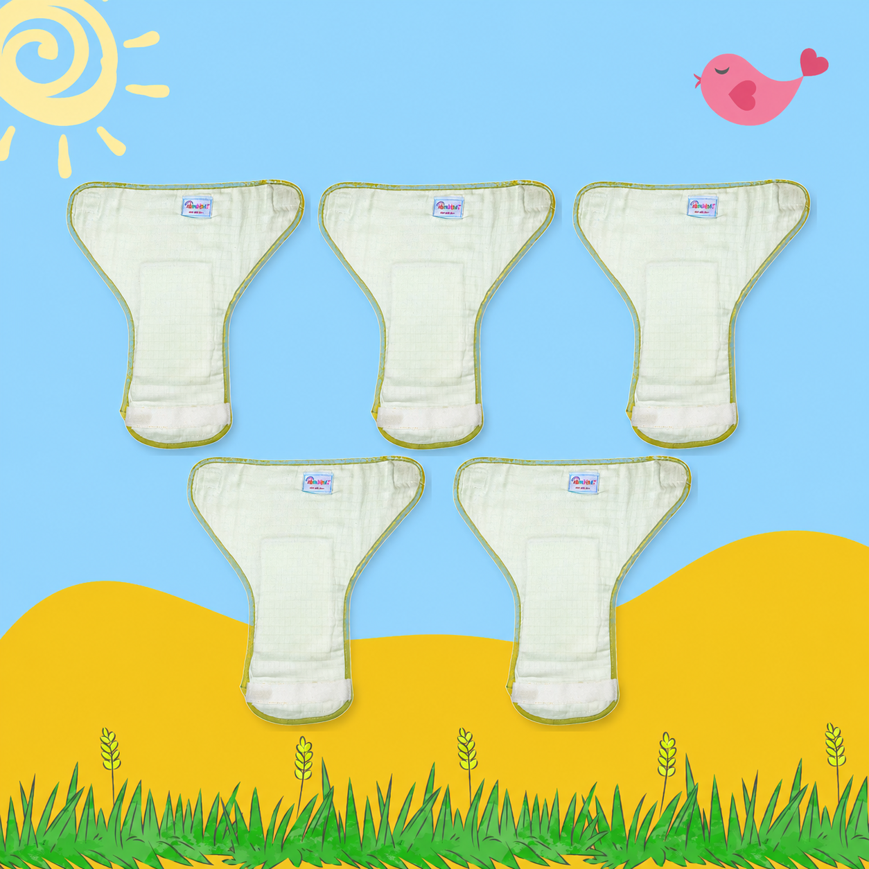 Lemon Zest Muslin Diaper (Pack of 5)