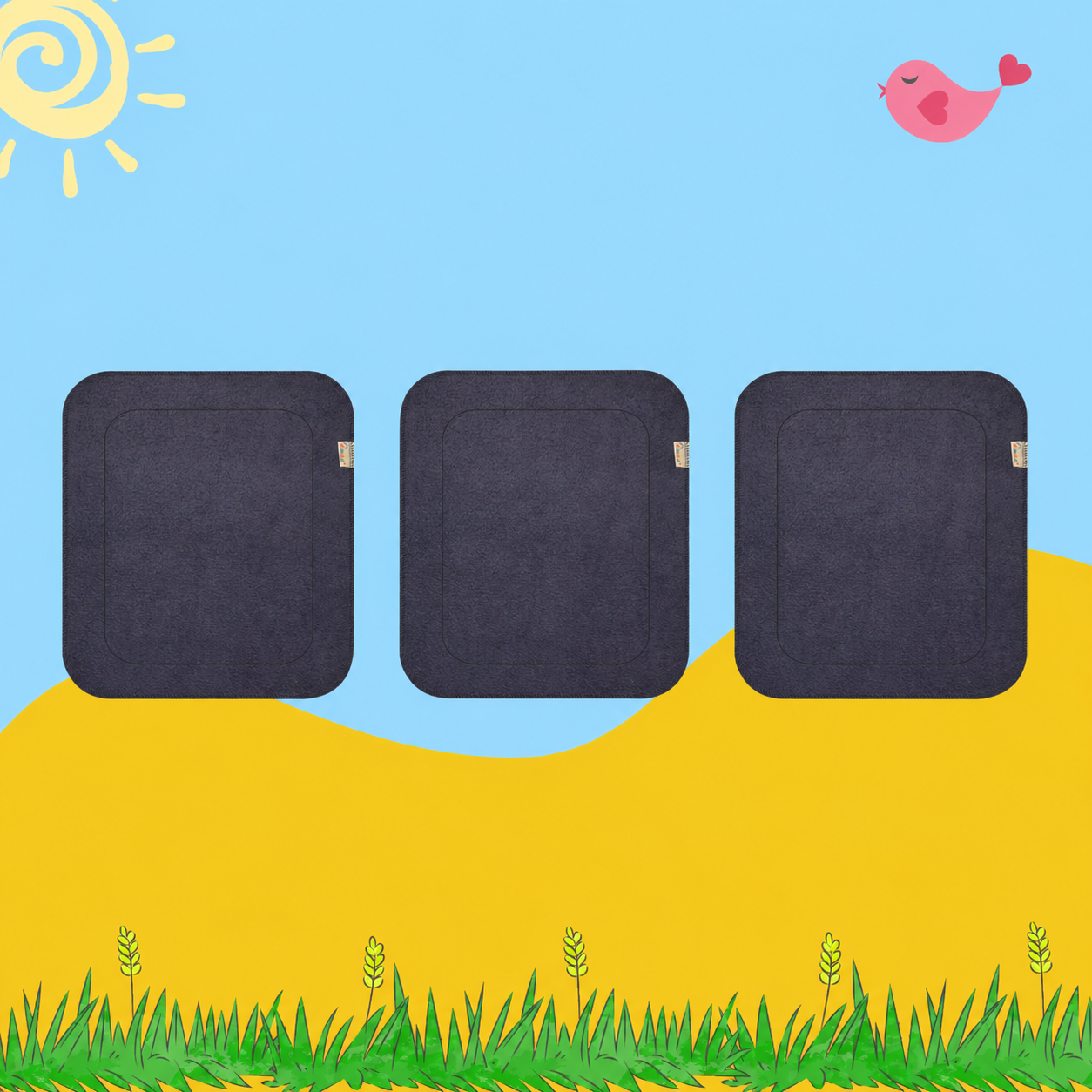 Black Cloth Diaper Inserts (Small & Large Sizes) Combo