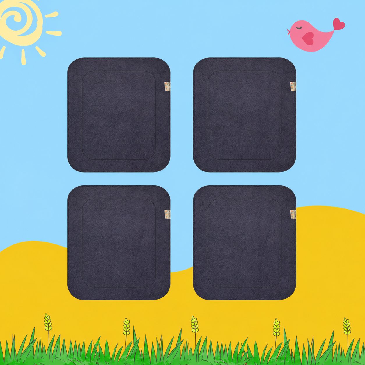 Black Cloth Diaper Inserts (Small & Large Sizes) Combo