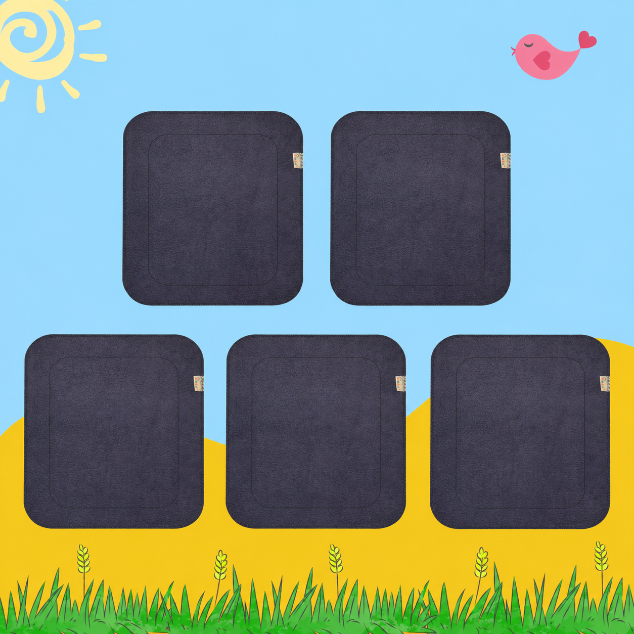 Black Cloth Diaper Inserts (Small & Large Sizes) Combo
