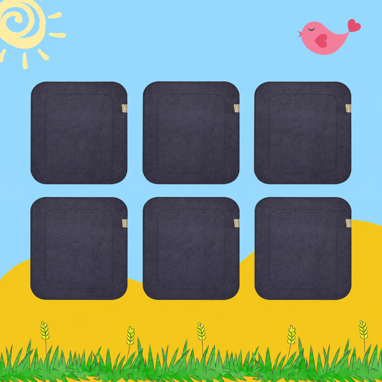 Black Cloth Diaper Inserts (Small & Large Sizes) Combo