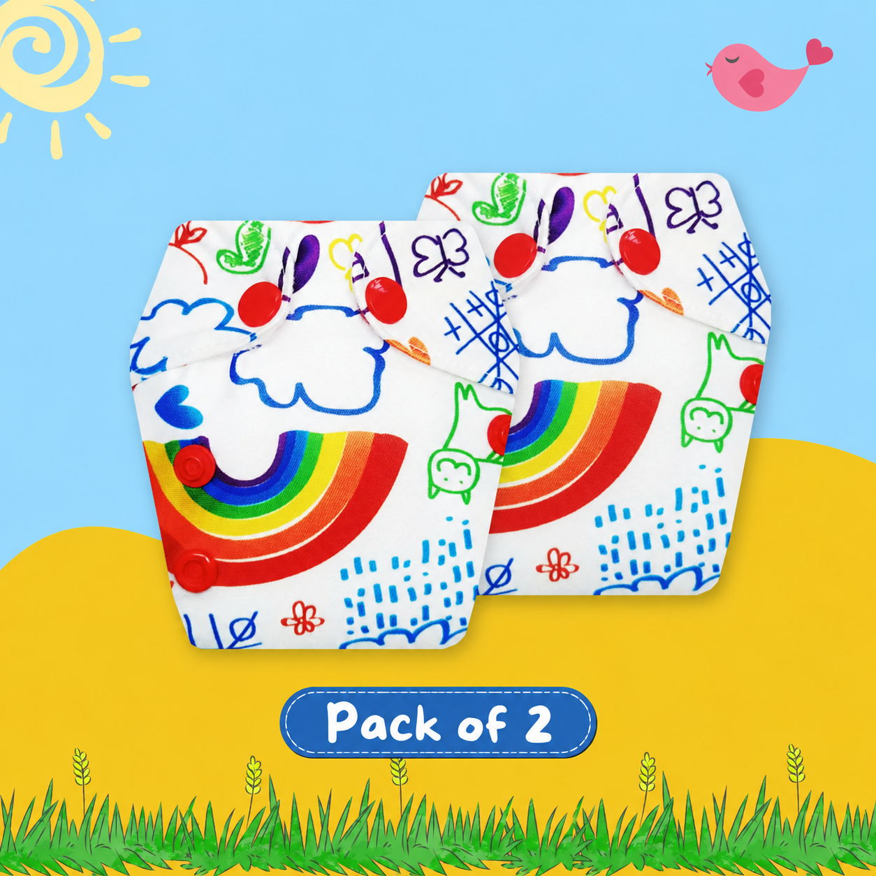 Rainbow Print Newborn Diaper