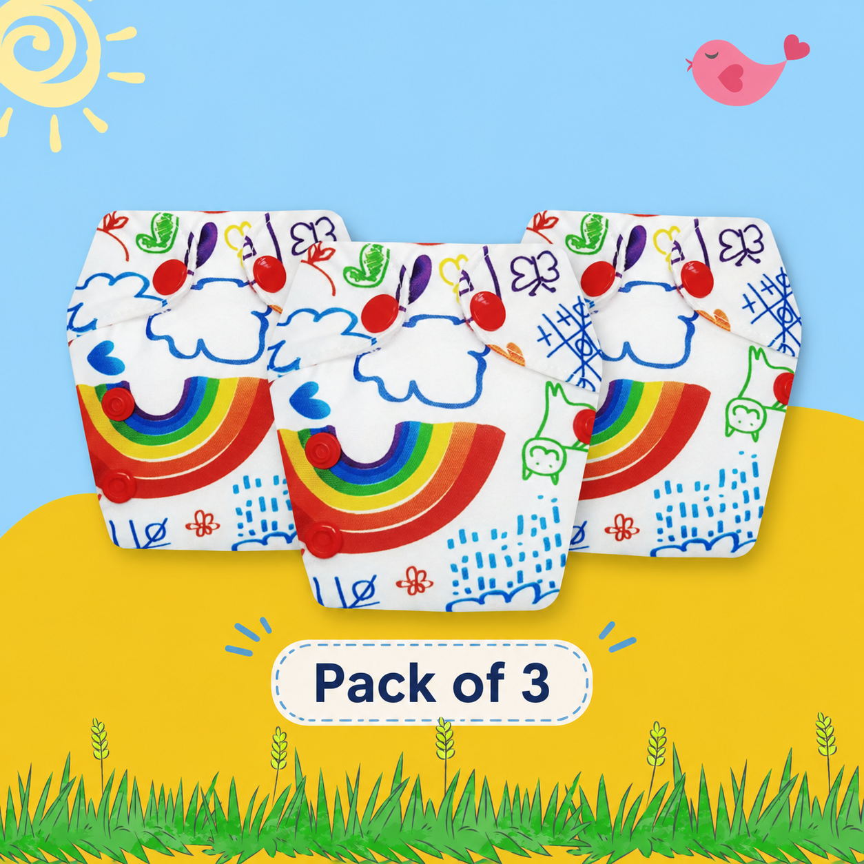 Rainbow Print Newborn Diaper